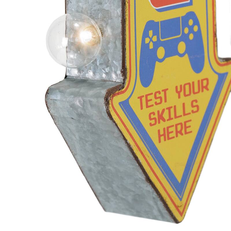 Retro Game Zone Off the Wall LED Marquee Sign - 25" H x 6.25" L x 3" D - Yellow - 25" H x 6.25" L x 3" D