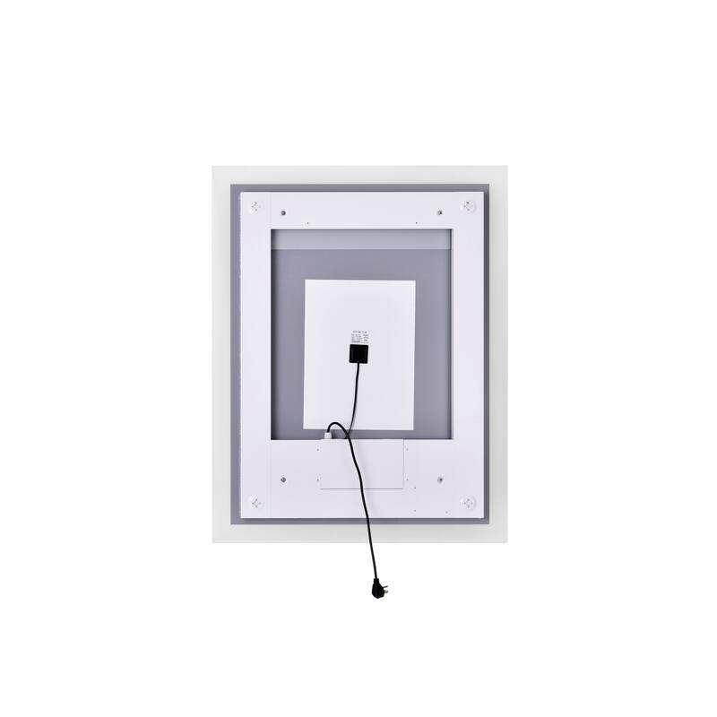 40" x 32" Abigail Matte White Rectangle LED Wall Mirror