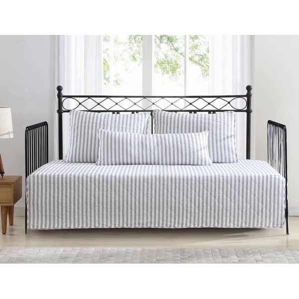 slide 2 of 19, Stone Cottage Willow Way Ticking Stripe Cotton Daybed Cover Set Grey