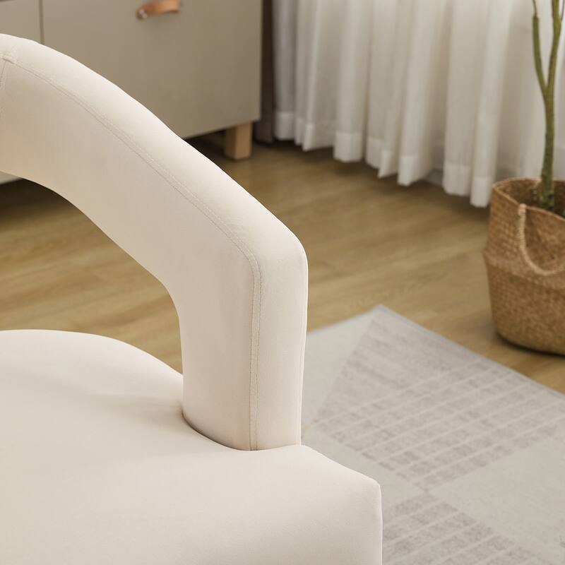 25.79" Wide Modern Barrel Open Back Upholstered Accent Chair with Weathered Solid Wood Legs Chairs