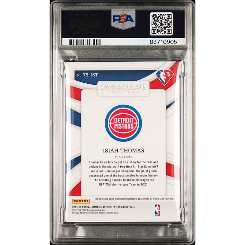 Isiah Thomas 2021 Panini Immaculate Signed Card #75IST Auto Graded PSA 9 17/75 - 8'6" x 11'6"