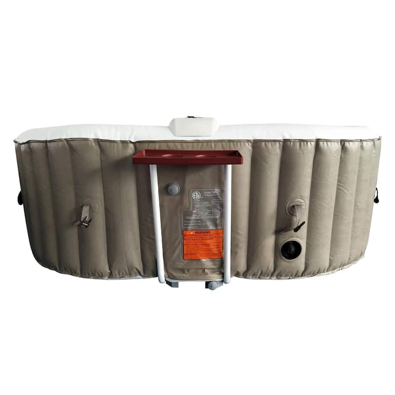 ALEKO Inflatable Hot Tub With Drink Tray Cover 2 Person Brown/White