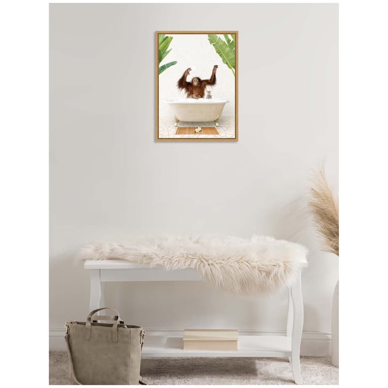 Kate and Laurel Sylvie Orangutan in Bali Bathtub Framed Canvas by Amy Peterson