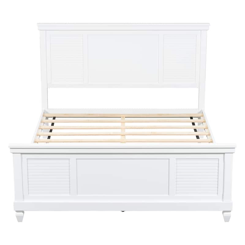 Christopher Knight Home - Elsa Elegant White Solid Wood Platform Bed with Farmhouse Style