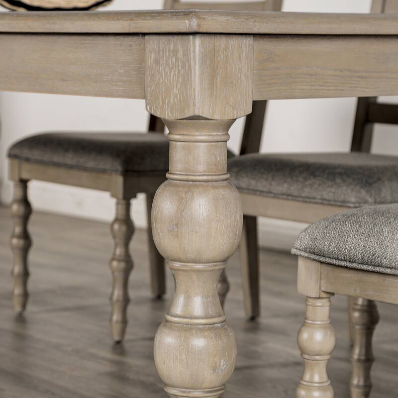 Furniture of America Trenden Modern Farmhouse Light Washed Solid Wood 78-inch Dining Table
