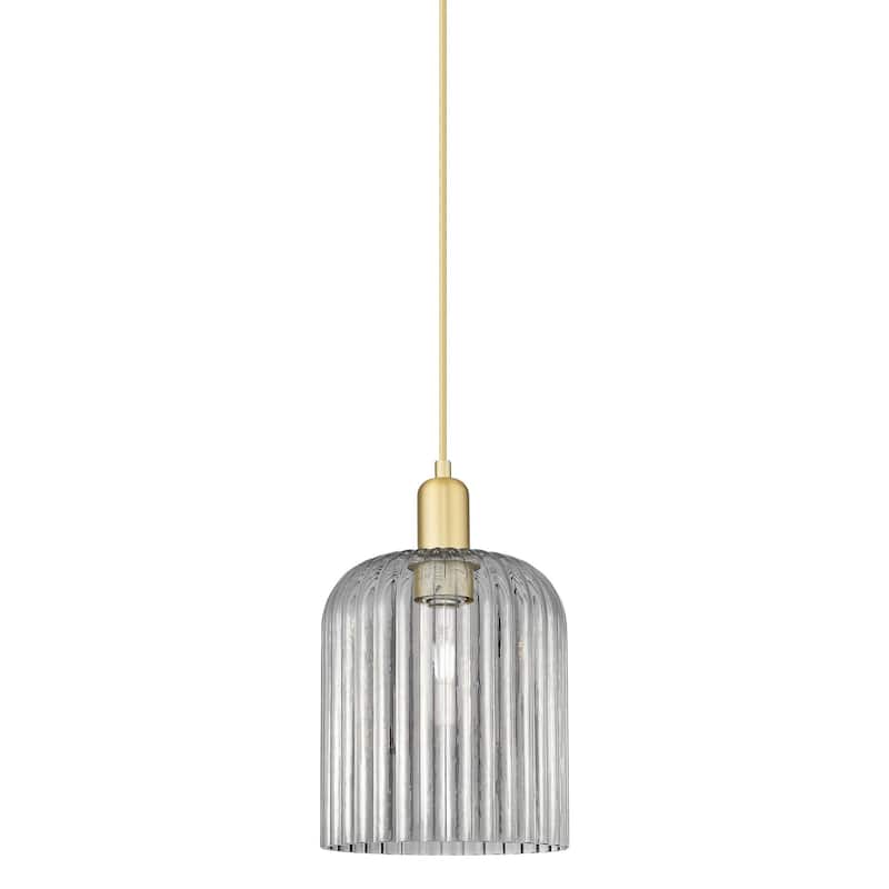 Innovations Lighting 716-1P-14-8 Bridal Veil Pendant Bridal Veil 8" - Satin Gold / Light Smoke