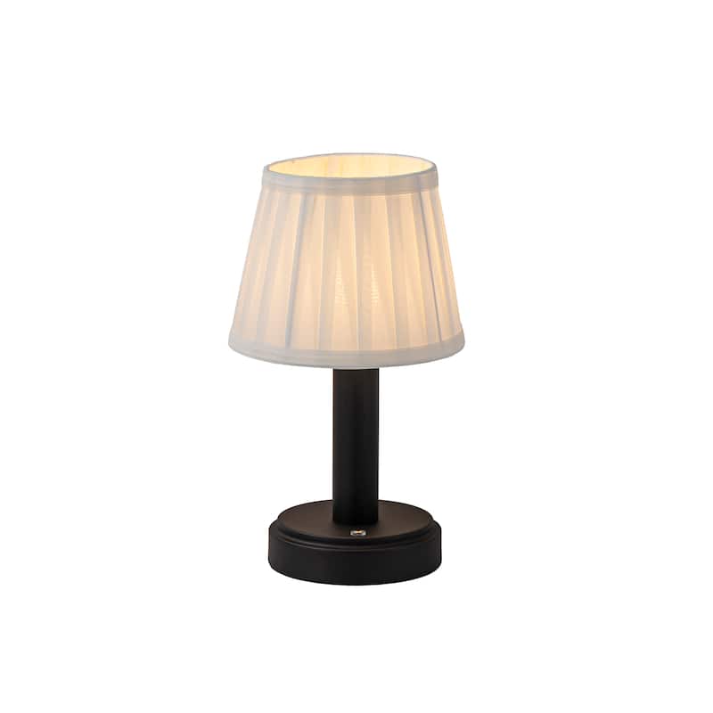 Modern Type-C Rechargeable LED Table Lamp Dimmable Touch Control with Fabric Shade For Bedroom Living Room - W6'' - Matte Black