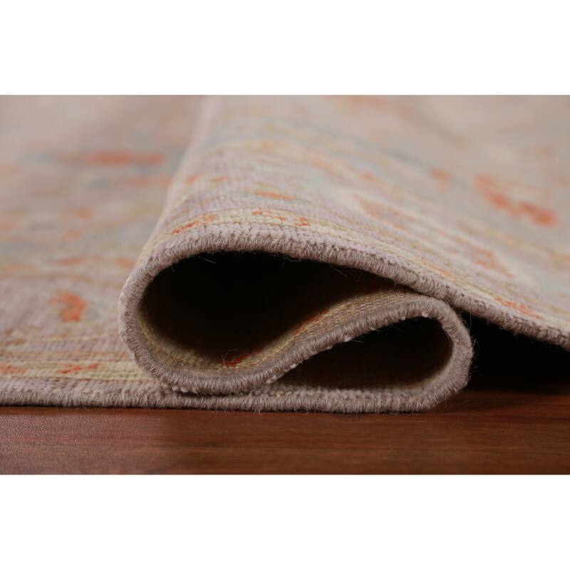 Hand Knotted Oriental 100% Wool Carpet Transitional Medallion Purples Oushak Area Rug - 9' 0'' X 6' 2''