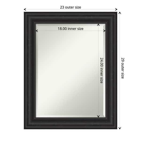dimension image slide 3 of 5, Beveled Bathroom Wall Mirror - Shipwreck Black Frame