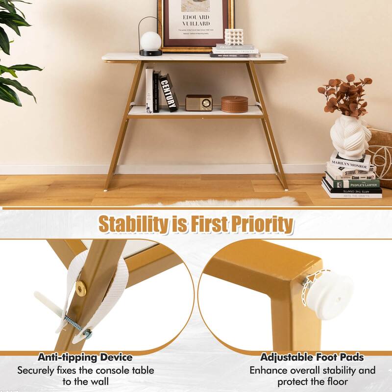 Costway 44'' Long Narrow Couch Table 2-Tier Console Table Entryway - See Details