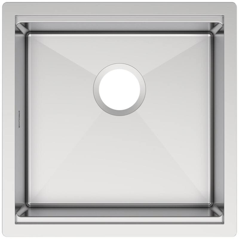 Whitehaus WHSW1818 18" Undermount Single Basin Stainless Steel Kitchen - Brushed Stainless Steel