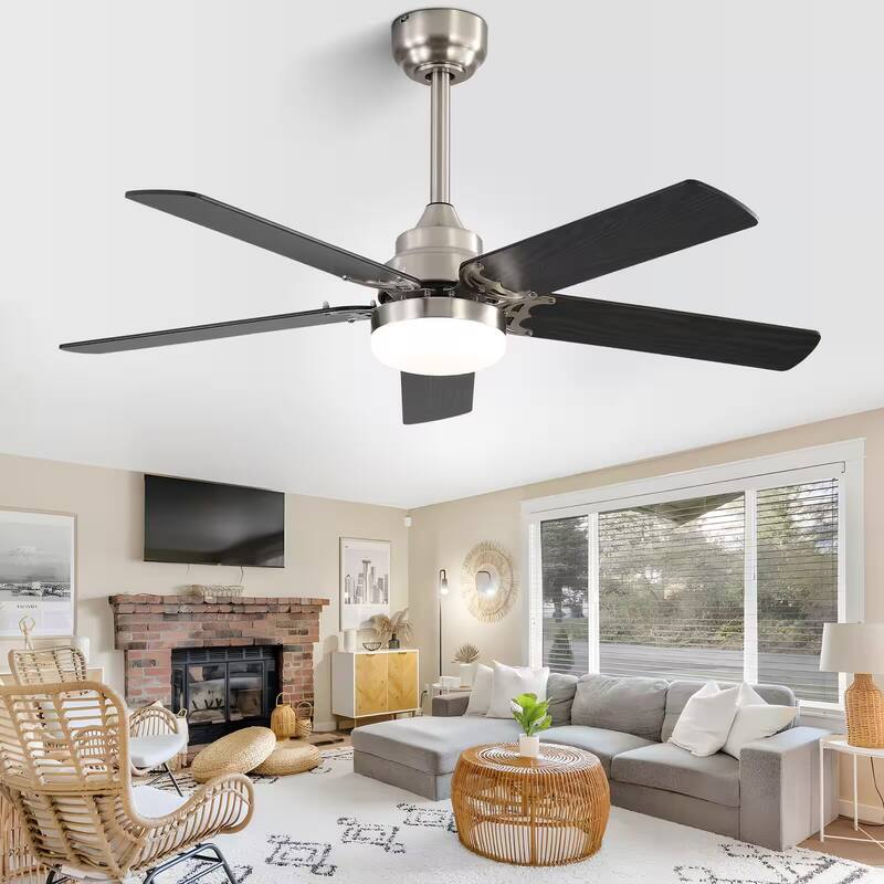 42" Plywood Blades Ceiling Fan with LED light and Remote, Flush Mount and Downrod Mount