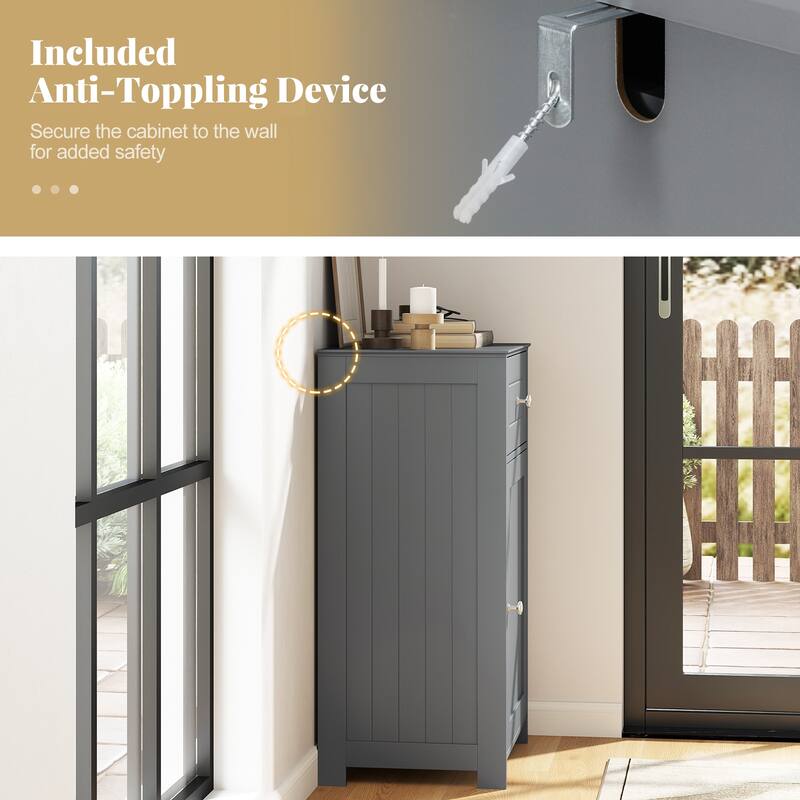 Bathroom Storage Cabinet with Drawer and Adjustable Shelf - 17" x 13.5" x 30.5"