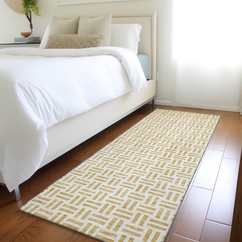 Premium Washable Super Soft Modern Weave Mayfield Rug - Gold - 2'3" x 7'6"