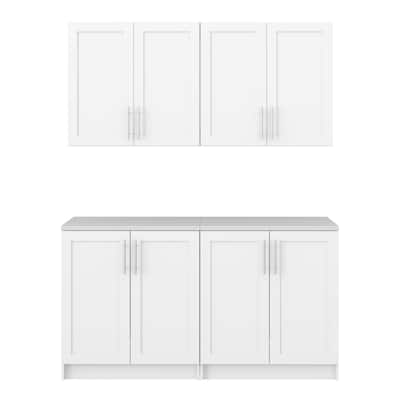Prepac Elite 4 Piece Storage Cabinet Set with Panel Doors 24.5" D x 64" W x 89" H - 64 in W x 89 in H x 24.5 in D