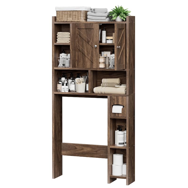 Over-The-Toilet Storage Cabinet – 2-Door Bathroom Organizer with Tissue Holder