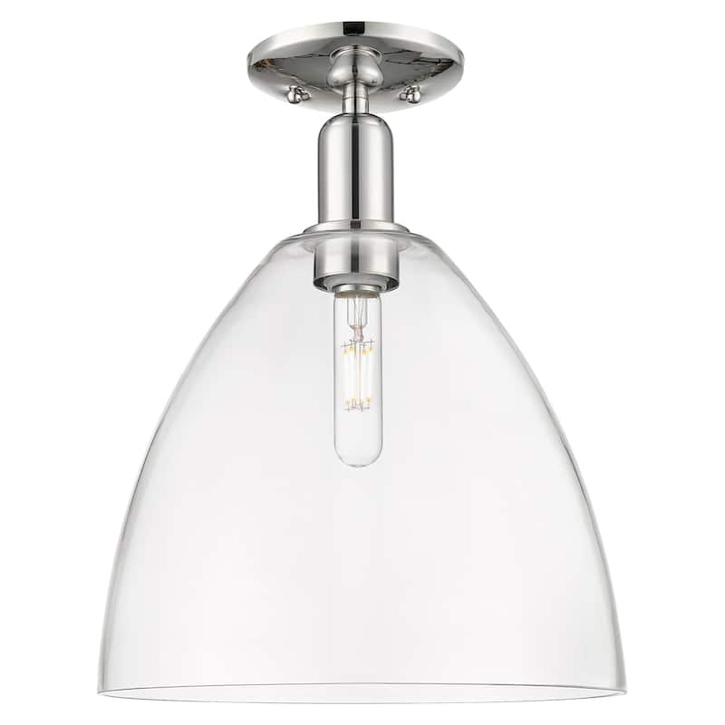 Innovations Lighting 716-1C-15-12 Bristol Semi-Flush Bristol 12" Wide - Polished Nickel / Clear