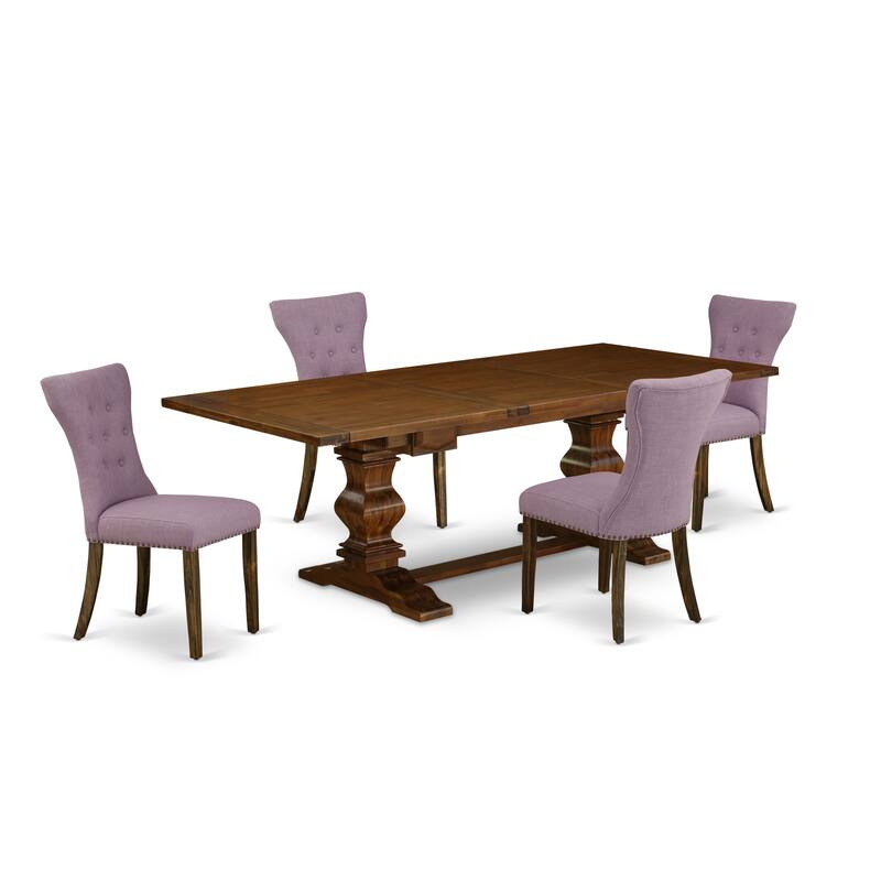 East West Furniture 5 Piece Dining Room Furniture Set- a Rectangle Wooden Table and 4 Upholstered Chairs, (Finish Options)