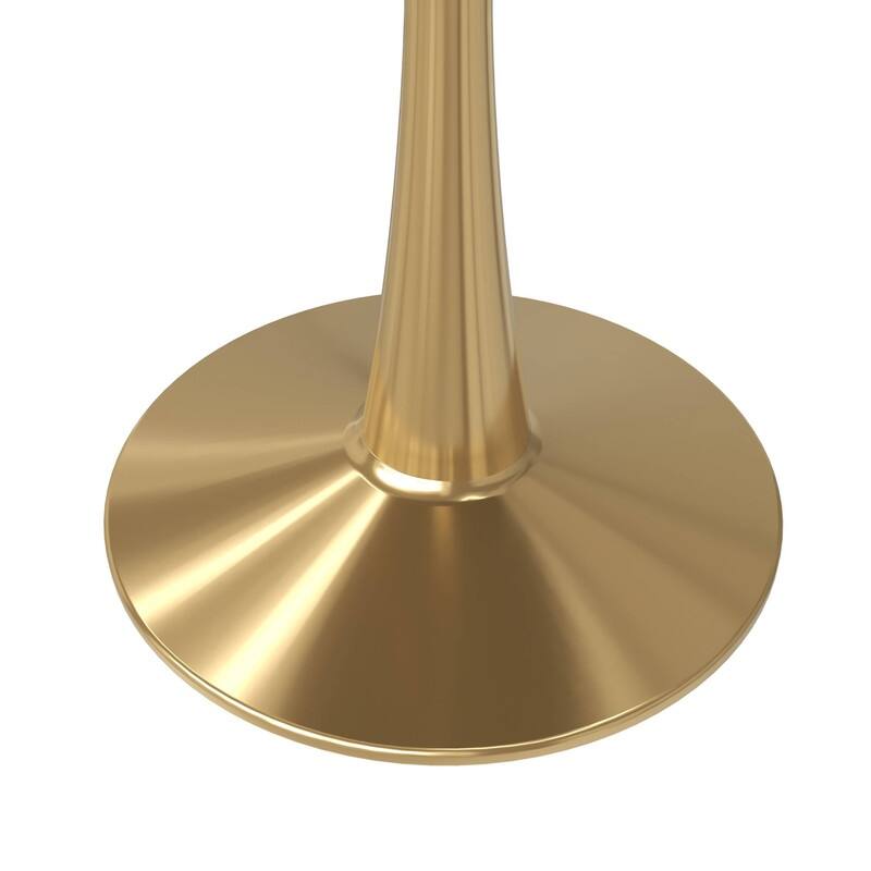 Bristol Round Dining Table with Glass Top and Steel Pedestal Base for Kitchen and Dining Room