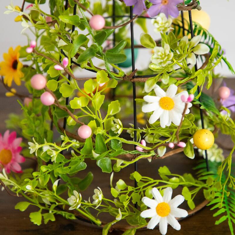 24-in Artificial Easter Cone Tree with Wild Flowers and Mini Eggs