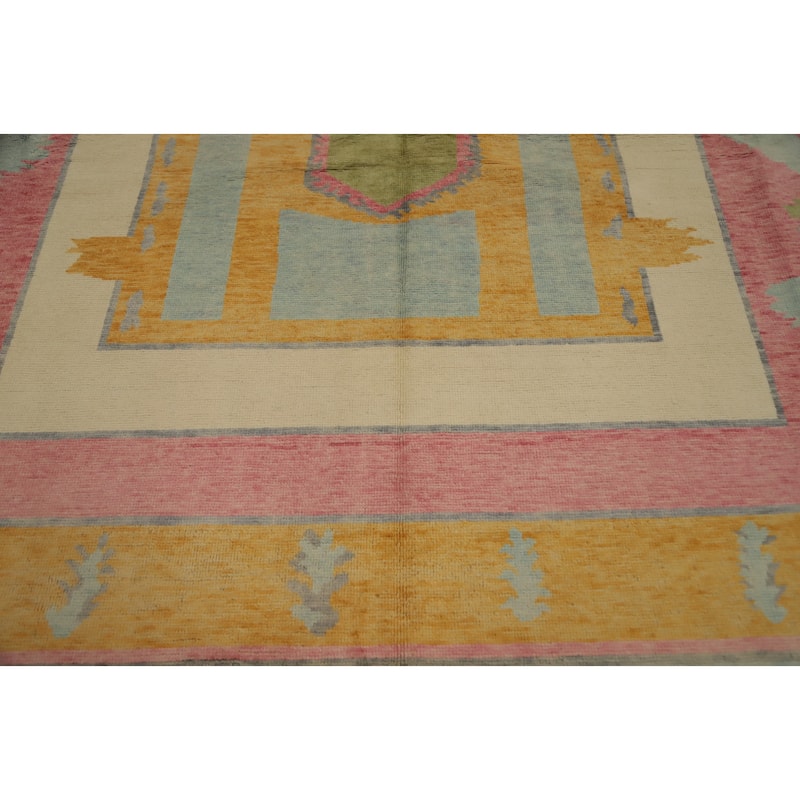 Hand Knotted Oriental 100% Wool Carpet Modern Geometric Multi-Colored Gabbeh Area Rug - 12' 0'' X 9' 3''