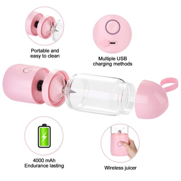 500Ml Portable Blender Bottle Shake Usb Portable Juice Smothie Blender  Fresh Fruit Mixer for Travel 4000mAh