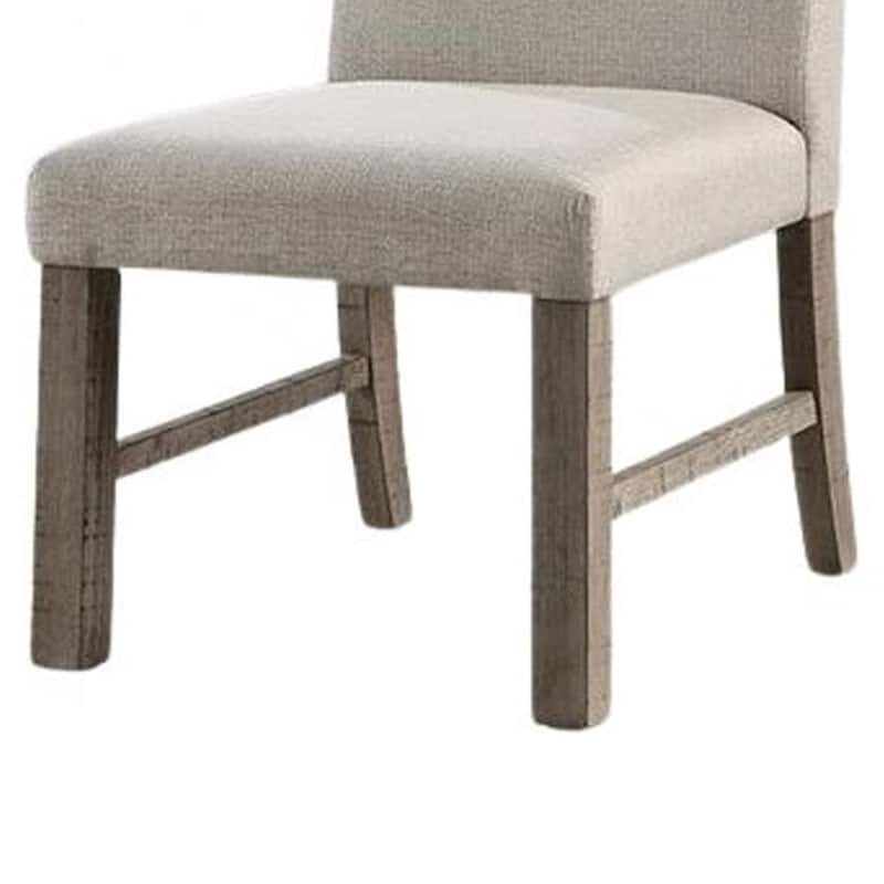 Genu Side Dining Chair Set of 2, Rustic Gray Wood, Gray Fabric