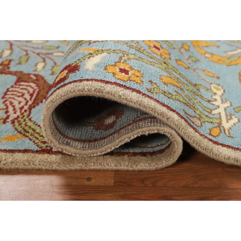 Hand Knotted Oriental 100% Wool Carpet Traditional All-Over Navy Blue & Blues Ziegler Area Rug - 5' 1'' X 3' 0''