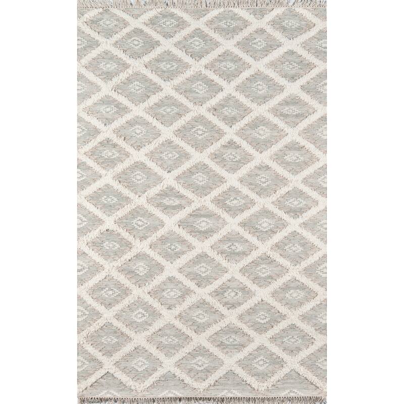 Momeni Harper Hand-woven Trellis Pattern Wool Contemporary Area Rug - 3' x 5' - Grey - Rectangle