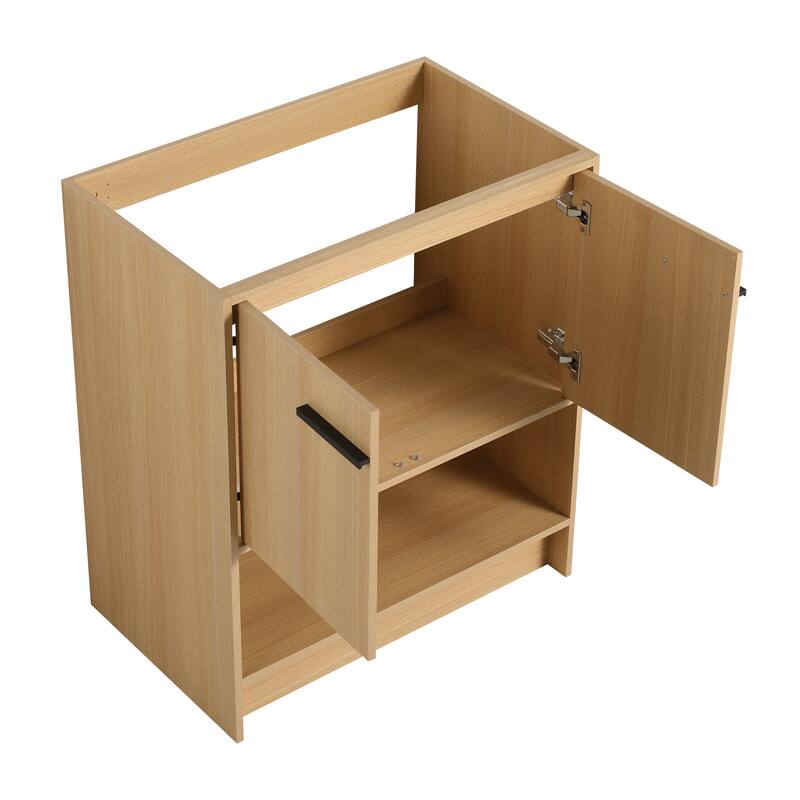 GDFStudio - Lisbon Modern Minimalist Freestanding Bathroom Vanity Cabinet with Soft Close Doors, Open Shelf, Sink NOT INCLUDED