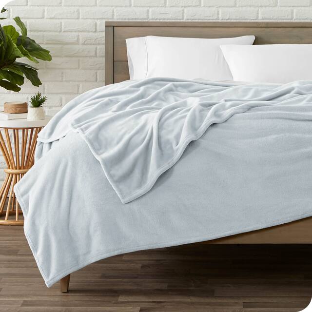 Bare Home Microplush Fleece Blanket - Ultra-Soft - Cozy Fuzzy Warm - Full - Queen - Blue Mist