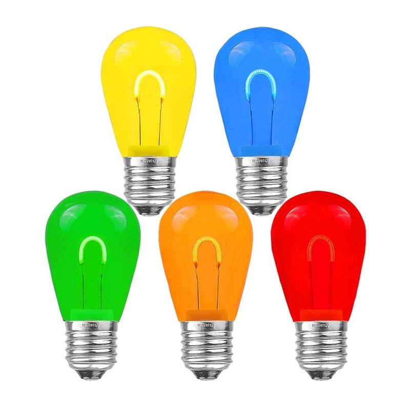 25 Pack LED S14 Outdoor Patio Edison Replacement Bulbs, Warm White, E26 Base - Multi