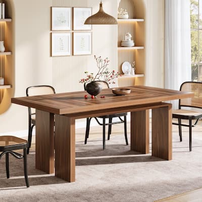 63-Inch Wooden Dining Table for 6, Mid-Century Modern Kitchen Table