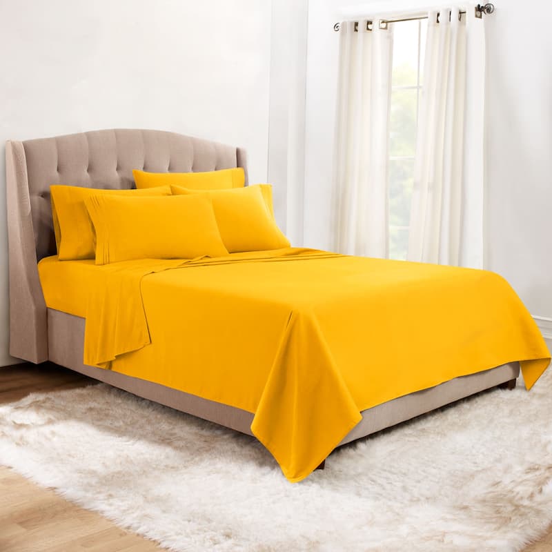 Empyrean Hotel Luxury 6 Piece Sheet Set - Super Soft Bedding Sheets & Pillowcases - Twin XL - Yellow