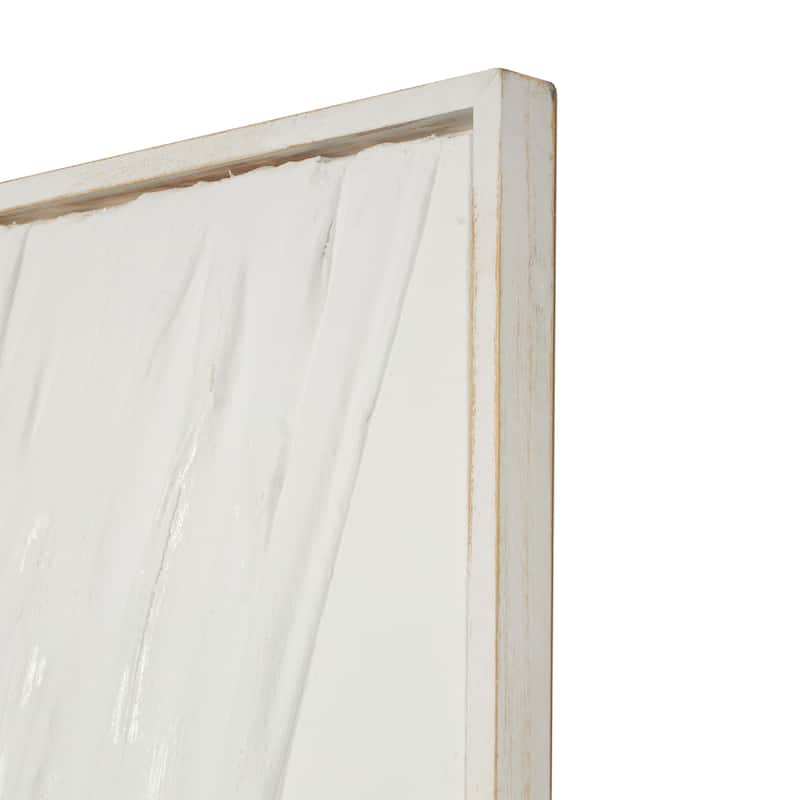 Cream or White Wood Dimensional Wavy Textured Panel Abstract Wall Decor (Set of 2)