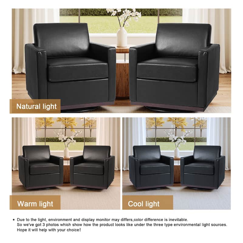 Set of 2 Modern Swivel Accent Armchairs Upholstered Arm Chairs