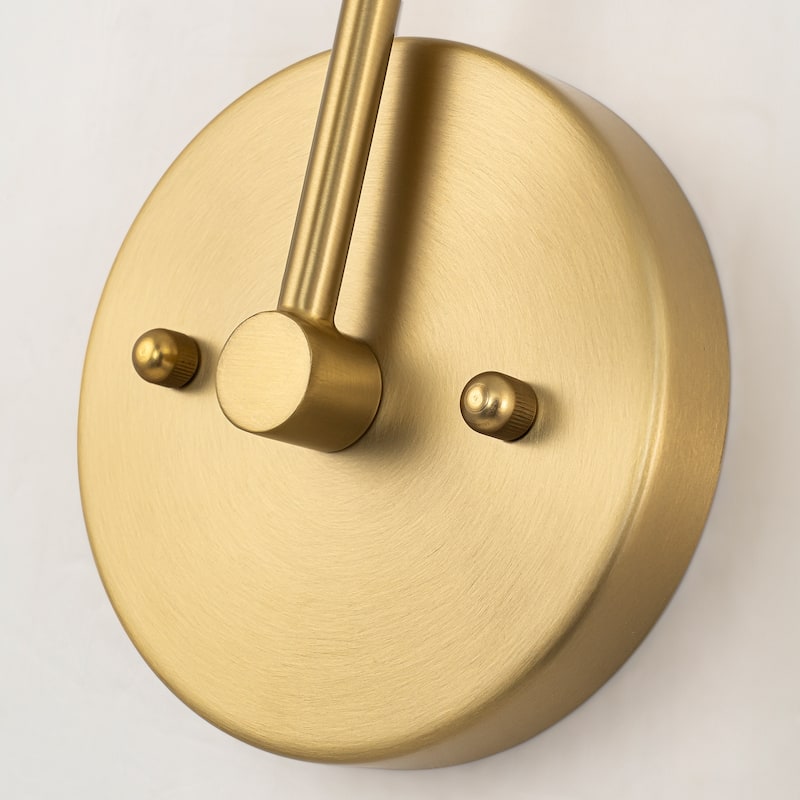1-Light Mid-Century Modern Gold Wall Sconce with Opal Glass Shade