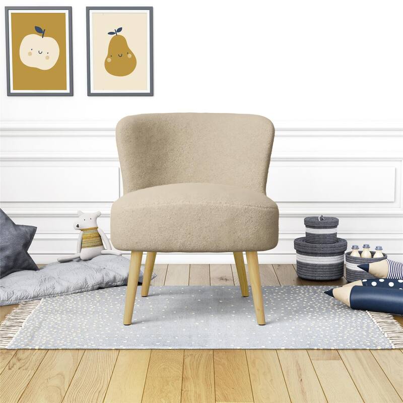 Avenue Greene Eden Boucle Kids Accent Chair with Natural Legs