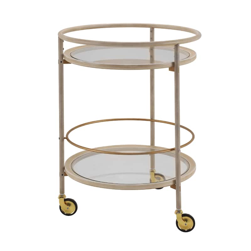 Christopher Knight Home - Aurelia Modern Round Bar Cart with Tempered Glass Shelves