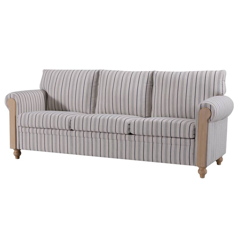GDFStudio - Upholstered 84" 3-Seater Sofa with Birch Legs
