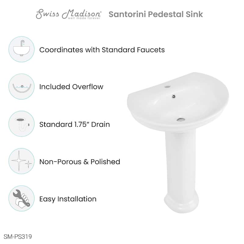 Swiss Madison SM-PS319 Santorini 39-7/8" Circular Ceramic Pedestal