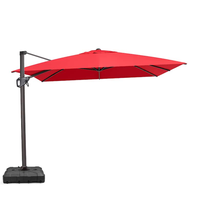 VredHom Patio Outdoor 9 x 11 FT Cantilever-Offset Umbrella with HDPE Base - Red