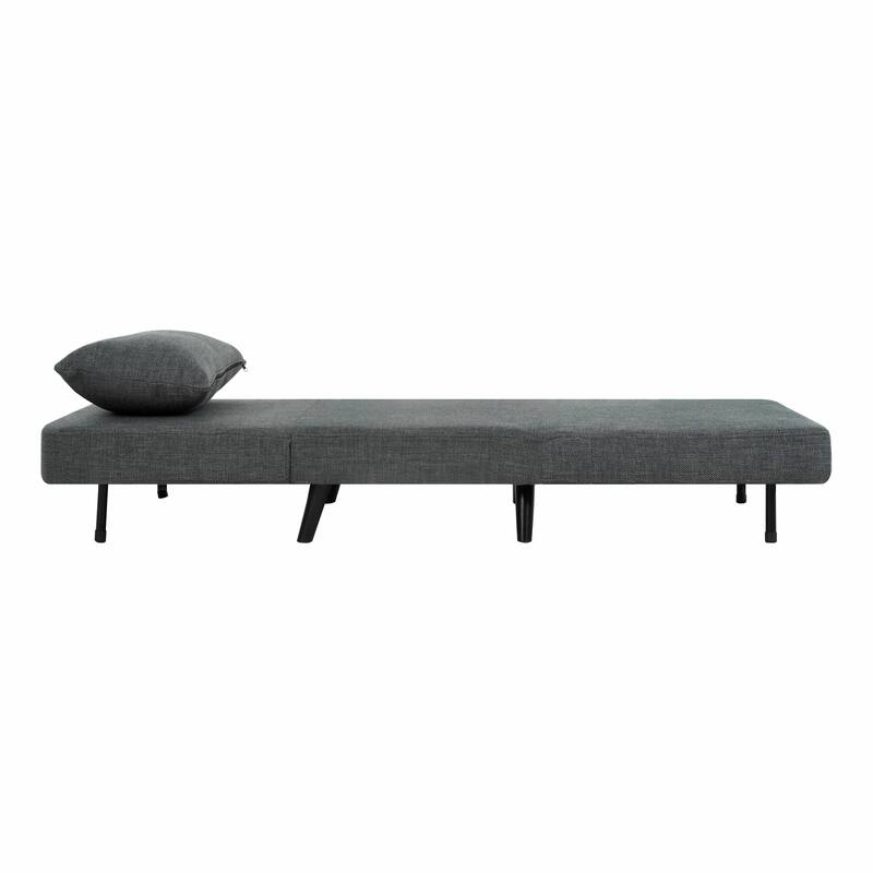 3 in 1 Foldable Linen Chaise Lounge with Adjustable Backrest, Footrest & Detachable Pillow