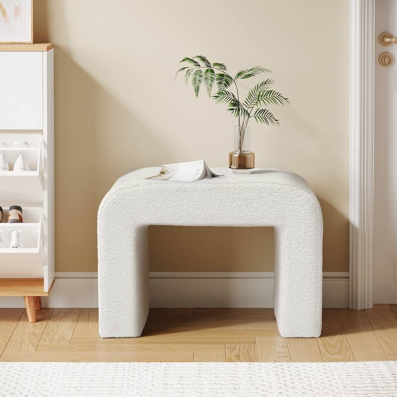 Upholstered Soft Vanity Stool, Arched Footstool Ottoman, Dressing Chair Sofa Footrest Shoe Bench