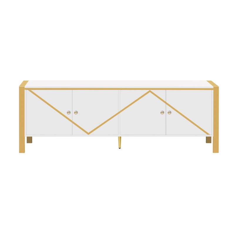 50.7" Luxury TV Stand with 2 Adjustable Shelf Cabinets and Metal Frame