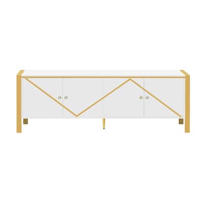Modern Minimalist TV Stand for TV up to 75 Inches with 2 Spacious Cabinets - 70.9" D x 15.7" W x 24" H