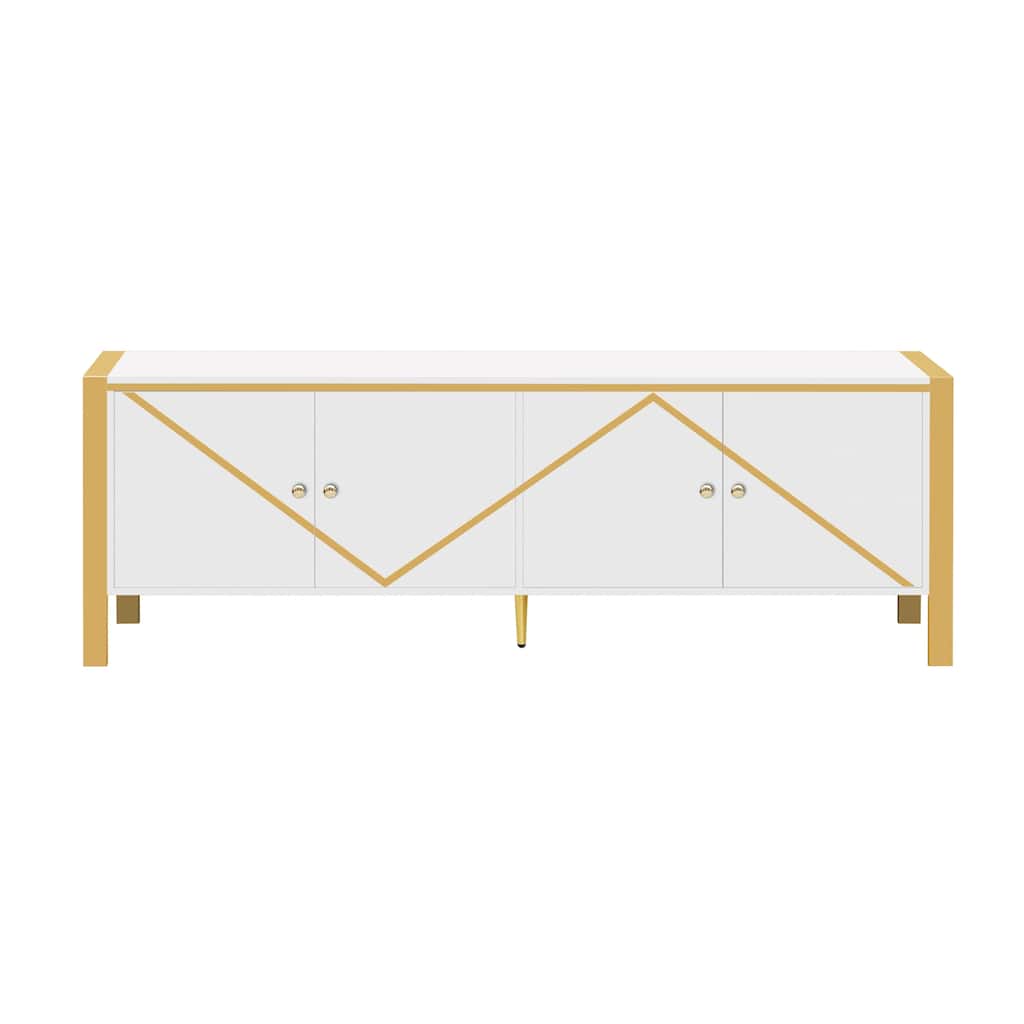 Modern Minimalist TV Stand for TV up to 75 Inches with 2 Spacious Cabinets - 70.9" D x 15.7" W x 24" H