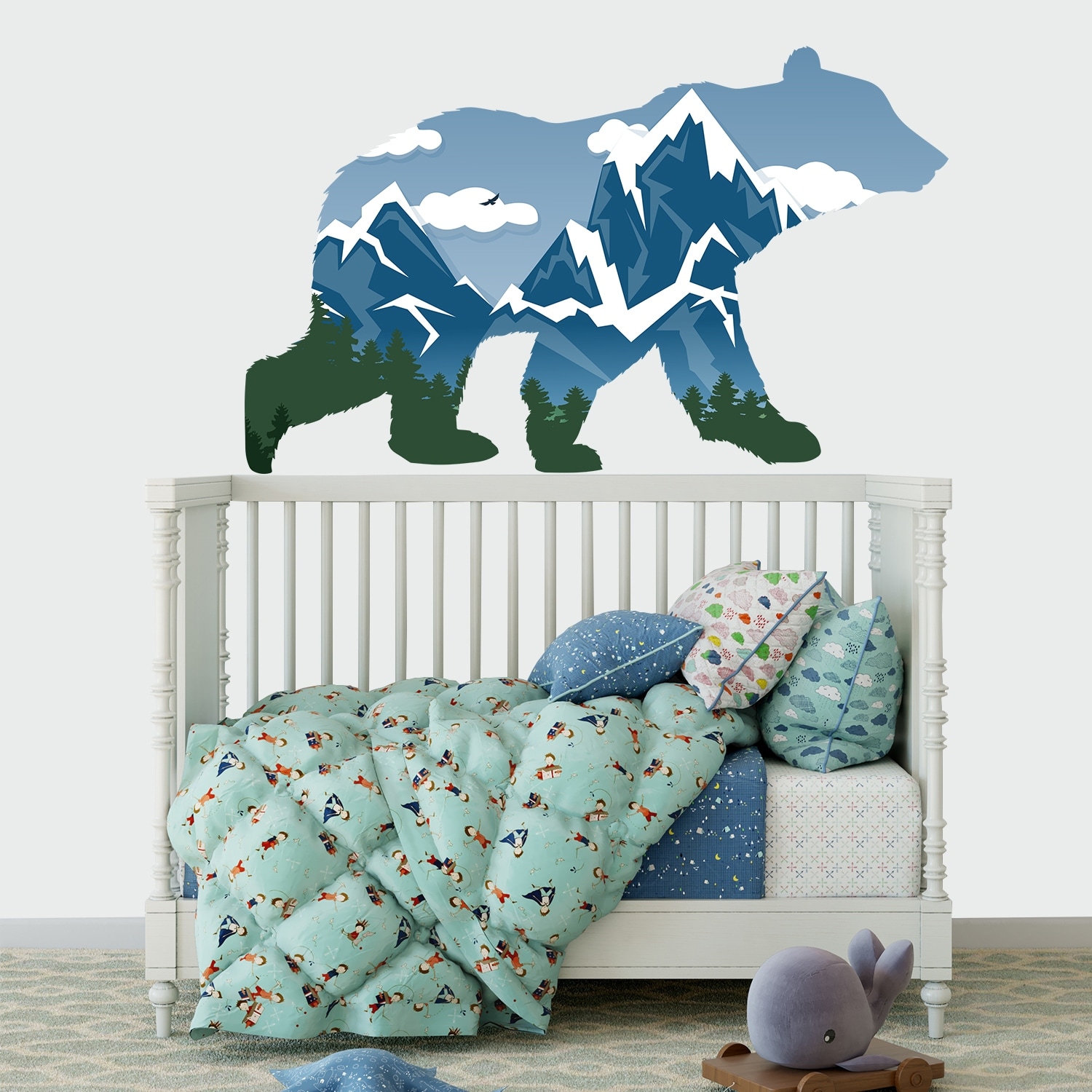 Bear And Mountain Wall Decal Baby Nursery Overstock 32138198