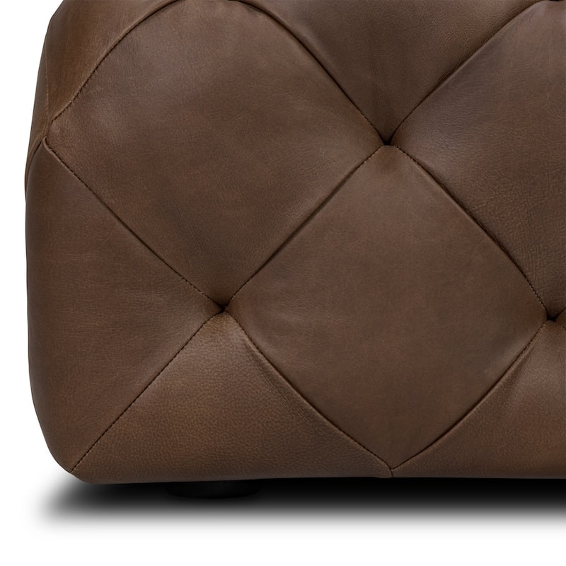 Poly & Bark Turin Leather Ottoman in Cognac Tan