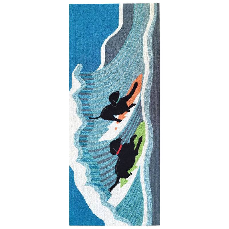 Liora Manne Frontporch Surfing Dogs Indoor/Outdoor Rug